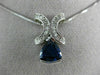 ANTIQUE 2.36CT DIAMOND & AAA SAPPHIRE 18K WHITE GOLD 3D TRILLION PENDANT #10391