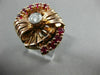 ANTIQUE LARGE 1.17CT OLD MINE DIAMOND & AAA RUBY 14KT TRI COLOR GOLD RING #20217