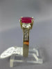 WIDE 2.48CT DIAMOND & AAA RUBY 14KT YELLOW GOLD OVAL THREE STONE ENGAGEMENT RING