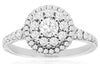 ESTATE .85CT DIAMOND 14KT WHITE GOLD ROUND DOUBLE HALO FLOWER ANNIVERSARY RING