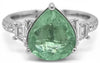 3.83CT DIAMOND & AAA PARAIBA TOURMALINE 18KT WHITE GOLD 3 STONE ENGAGEMENT RING