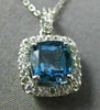 ESTATE 2.27CT AAA LONDON BLUE TOPAZ & WHITE SAPPHIRE 14K WHITE GOLD HALO PENDANT