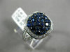 ESTATE LARGE DIAMOND & AAA SAPPHIRE 14KT WHITE GOLD 3D CLASSIC CLUSTER HALO RING