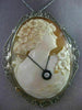 ANTIQUE MASSIVE OLD MIND DIAMOND 14K WHITE GOLD 3D LADY CAMEO PIN PENDANT #25578