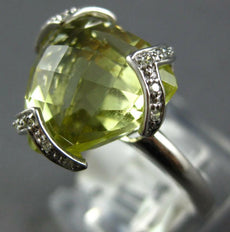 7.86CT DIAMOND & AAA LEMON QUARTZ 14K WHITE GOLD 3D TRILLION BUTTERFLY LOVE RING