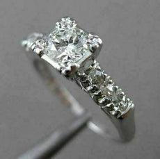 ANTIQUE WIDE .62CT ROUND DIAMOND PLATINUM FISHTAIL ENGAGEMENT RING #23370