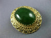 ANTIQUE LARGE AAA GREEN JADE 14K YELLOW GOLD CLASSIC FILIGREE PIN PENDANT #21962