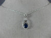 ESTATE .62CT DIAMOND & AAA SAPPHIRE 14K WHITE GOLD 3D TEAR DROP FLOATING PENDANT