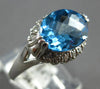 LARGE 3.21CT DIAMOND & AAA BLUE TOPAZ 14KT WHITE GOLD OVAL & ROUND FILIGREE RING