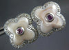 .50CT DIAMOND AAA PINK SAPPHIRE & MOTHER OF PEARL 14K WHITE GOLD EARRINGS #27288