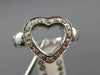 ANTIQUE LARGE .16CT DIAMOND 14KT WHITE GOLD OPEN HEART LOVE COCKTAIL RING #17582