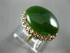 ANTIQUE LARGE AAA JADE 14KT YELLOW & ROSE GOLD 3D OVAL FILIGREE LOVE RING #26411