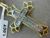 ESTATE LARGE 1.0CT DIAMOND 14KT TWO TONE GOLD 3D HANDCRAFTED CROSS PENDANT #6286