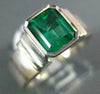 ESTATE LARGE 1.65CT AAA EMERALD 18KT WHITE GOLD SOLITAIRE BEZEL ENGAGEMENT RING