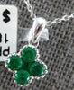SMALL .36CT AAA EMERALD 18KT WHITE GOLD 3D INVISIBLE ROUND FLOWER LOVE PENDANT