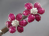 EXTRA LARGE 39.5CT DIAMOND & AAA RUBY PLATINUM FLOWER CLIP ON HANGING EARRINGS