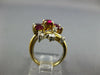 3.92CT DIAMOND & AAA RUBY 14KT 2 TONE GOLD MULTI SHAPE 3 STONE LEAF RING #26976