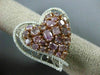GIA EXTRA LARGE 4.42CT WHITE & PINK DIAMOND 18K ROSE GOLD DOUBLE HEART LOVE RING