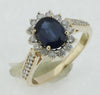 1.95CT DIAMOND & AAA SAPPHIRE 14KT YELLOW GOLD OVAL & ROUND FRIENDSHIP LOVE RING