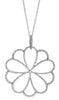 ESTATE LARGE 1.25CT DIAMOND 18KT WHITE GOLD FLOWER CLASSIC LOVE FLOATING PENDANT