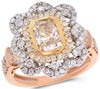 1.72CT WHITE & FANCY YELLOW DIAMOND 18KT TRI COLOR GOLD FLOWER ENGAGEMENT RING