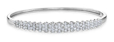 2.47CT DIAMOND 18KT WHITE GOLD MULTI FLOWER SEMI ETERNITY LOVE BANGLE BRACELET