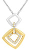 .09CT DIAMOND 14KT 2 TONE GOLD 3D TRIPLE SQUARE LOVE KNOT FUN FLOATING PENDANT
