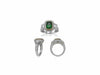 LARGE 4.36CT DIAMOND & AAA TSAVORITE 18KT WHITE GOLD 3D FILIGREE ENGAGEMENT RING