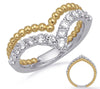 ESTATE .55CT DIAMOND 14KT WHITE AND YELLOW GOLD CLASSIC V SHAPE BEADED FUN RING