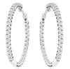 1CT DIAMOND 14KT WHITE GOLD INSIDE OUT SHARED PRONG 3 LEAF HOOP HANGING EARRINGS