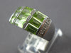 WIDE 2.96CT DIAMOND & AAA GREEN AMETHYST 14KT WHITE GOLD ROUND & BAGUETTE RING