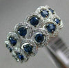 ESTATE WIDE 1.16CT DIAMOND & AAA SAPPHIRE 14KT WHITE GOLD LEAF ANNIVERSARY RING