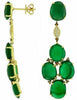 .30 WHITE & CHOCOLATE FANCY DIAMOND & AAA GREEN AGATE 14KT YELLOW GOLD EARRINGS