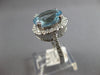 LARGE 3.91CT DIAMOND & AAA AQUAMARINE 14KT WHITE GOLD 3D HALO ENGAGEMENT RING
