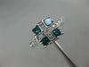 WIDE .92CT ROUND & PRINCESS WHITE & BLUE DIAMOND 14KT WHITE GOLD SQUARE FUN RING