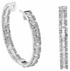 6.6CT DIAMOND 18KT WHITE GOLD ROUND & BAGUETTE INSIDE OUT HOOP HANGING EARRINGS