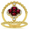 ESTATE WIDE 1.12CT DIAMOND & AAA RUBY 14K YELLOW GOLD 3D BEADED FLOWER LOVE RING