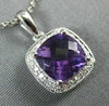 ESTATE 1.52CT DIAMOND & AAA AMETHYST 14KT WHITE GOLD CUSHION SQUARE HALO PENDANT