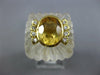 ESTATE LARGE 2.60CT DIAMOND AAA YELLOW TOPAZ & QUARTZ 14K YELLOW GOLD BEZEL RING