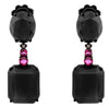 LARGE 21.13CT DIAMOND & AAA ONYX & RUBY 18KT BLACK GOLD MULTI SHAPE FUN EARRINGS