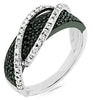 .60CT WHITE & BLACK DIAMOND 14KT WHITE & BLACK GOLD MULTI ROW CRISS CROSS RING