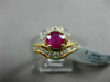ESTATE WIDE 1.32CT DIAMOND & AAA RUBY 14K YELLOW GOLD FLOWER ENGAGEMENT RING 132