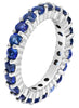 ESTATE 3.69CT AAA SAPPHIRE 14KT WHITE GOLD 3D ROUND SHARED PRONG ETERNITY RING