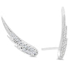 ESTATE .25CT DIAMOND 14KT WHITE GOLD 3D CLASSIC MULTI LEAF EAR CLIMBER EARRINGS