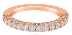1.0CT DIAMOND 14K ROSE GOLD 3D 3 ROW SEMI ETERNITY SHARED PRONG ANNIVERSARY RING