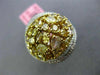EXTRA LARGE 3.88CT WHITE & FANCY YELLOW DIAMOND 18KT TWO TONE GOLD CLUSTER RING