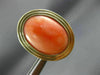ESTATE LARGE AAA CORAL 14KT YELLOW GOLD 3D CLASSIC OVAL CLIP ON EARRINGS #25882