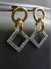 ESTATE .46CT DIAMOND 14KT WHITE & ROSE GOLD 3D CIRCLE & SQUARE HANGING EARRINGS