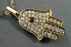 ANTIQUE .62CT DIAMOND & AAA RUBY 18K ROSE GOLD FLOATING HAMSA LUCKY HAND PENDANT