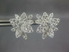 LARGE 3.42CT DIAMOND 18KT WHITE GOLD ROUND MULTI LEAF FLOWER INVISIBLE EARRINGS
